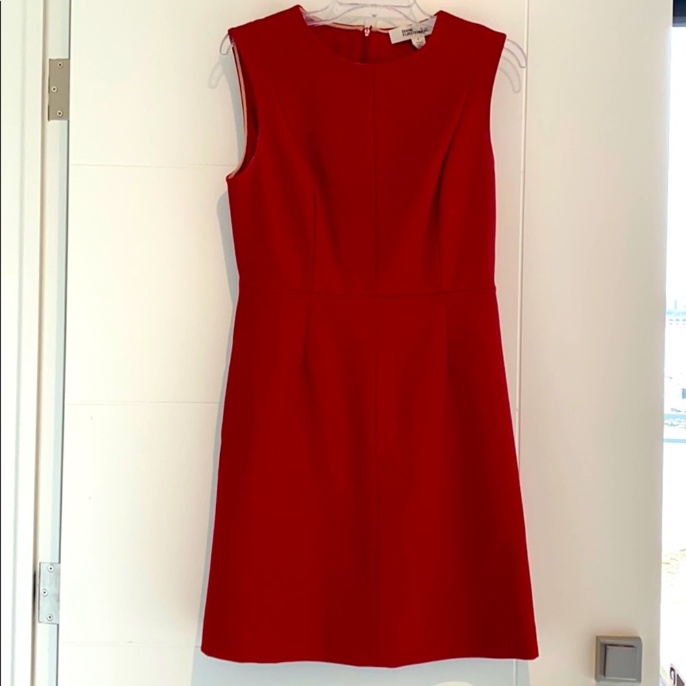 Diane Von Furstenberg RED Scoop Neck Mini Dress👠✨